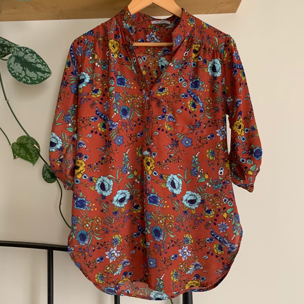 Flowered Button Up Blouse